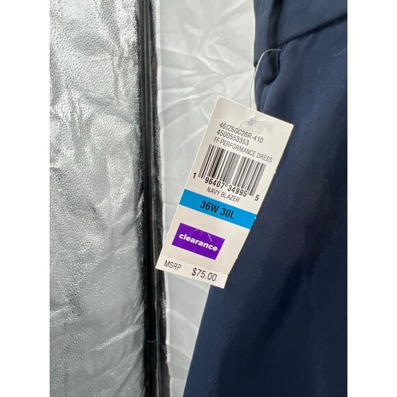 Izod Mens 36W 30L Performance Dress Chino Straight Fit Navy Trousers - Picture 5 of 6